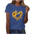 thumbnail image 1 of KIHOUT Nouveau Haut de Mode d'Été pour Femmes 2025, Haut Décontracté à Imprimé Floral pour Dames à Manches Courtes et Col Rond Bleu G, 1 of 4