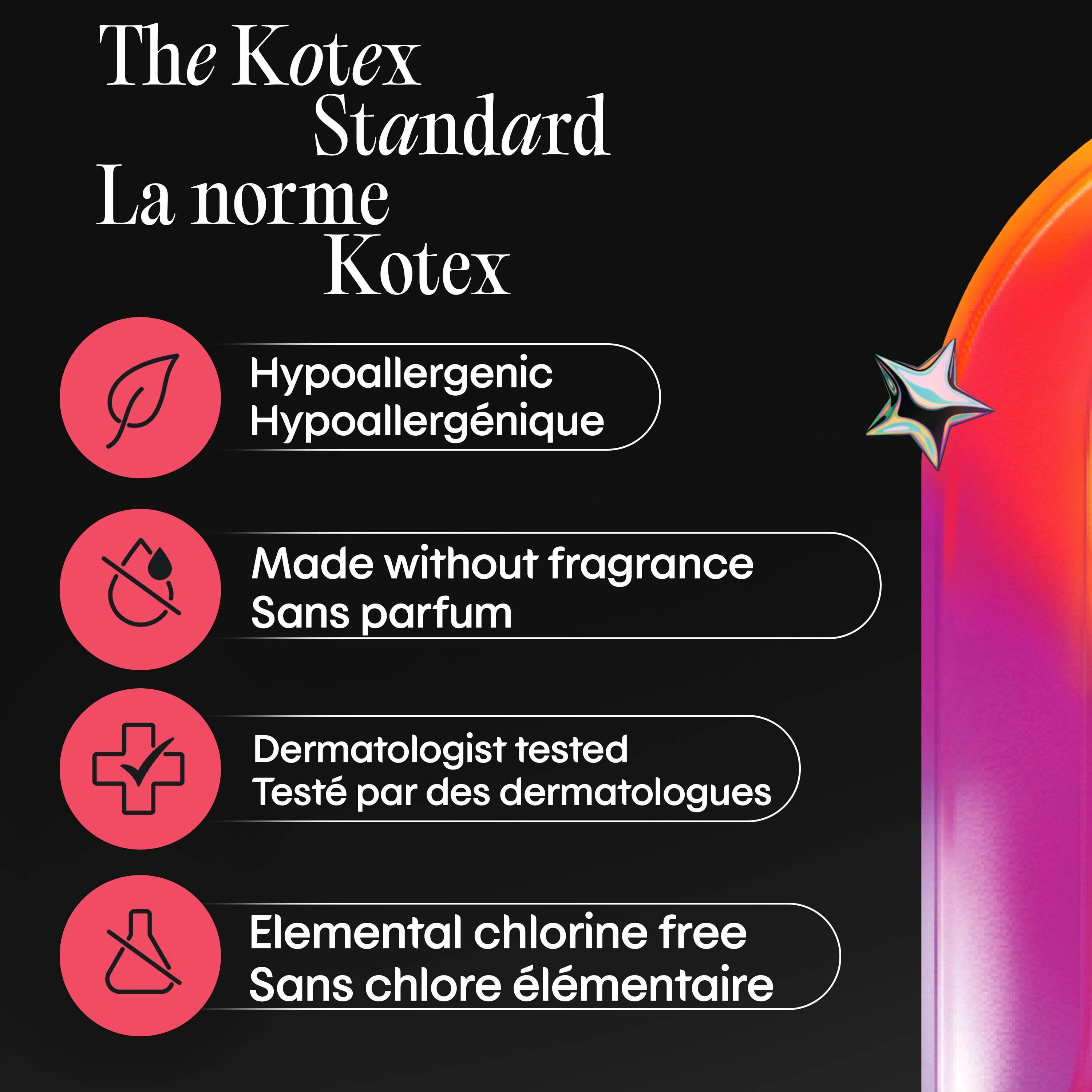 Serviettes ultraminces pour adolescentes Kotex avec ailes, absorption élevée, 36 unités