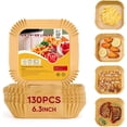 thumbnail image 1 of Katbite 6.3 Inch 130PCS Square Disposable Air Fryer Paper Liners, Unbleached Non-Stick & Oil-proof Parchment Paper, 1 of 6