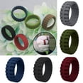 thumbnail image 4 of CHUANK Finger Ring Rubber Band Ring Silicone Rings Tire Pattern Wedding Men Breathable➳-01 green-10, 4 of 9