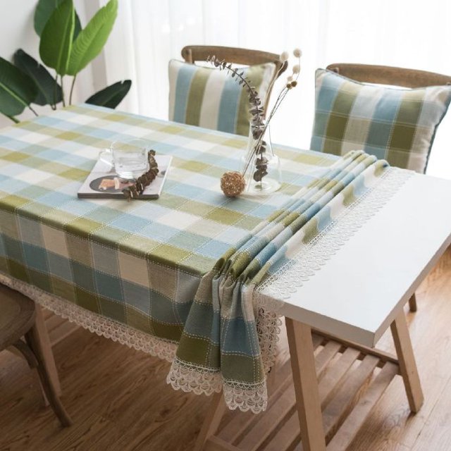 Boho Retro Color Stripe Tablecloth With lace tassels Cotton Linen Waterproof Farmhouse Table Cover Tabletop Decoration for Dining Room Restaurant Party