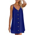 thumbnail image 1 of Fridja Robe Courte Sans Manches à Bretelles Col en V Couleur Unie pour Femme, 1 of 7