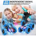 thumbnail image 4 of QUNREDA Voiture Télécommandée pour Enfants de 6 Ans et Plus, Voitures RC Voiture Cascade Jouet 4RM Double Face Télécommande Rotative à 360° avec Phares, Cadeaux d'Anniversaire et de Noël pour Garçons / Filles 6 - 12 1-Bleu et Rose, 4 of 8