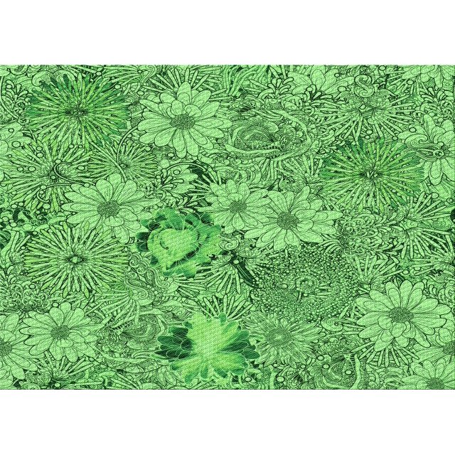 Ahgly Tapis Rectangulaire Lavable en Machine Vert Transitionnel, 4 Pieds x 6 Pieds