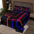 thumbnail image 2 of YST Abstract Square Bedspread Twin Size Black and Navy Red Quilt Set, Rectangle Minimalism Coverlet Set Modern Geometric Bedding Set for Boys Girls, Contemporary Aesthetic Bed Cover, 2 of 5