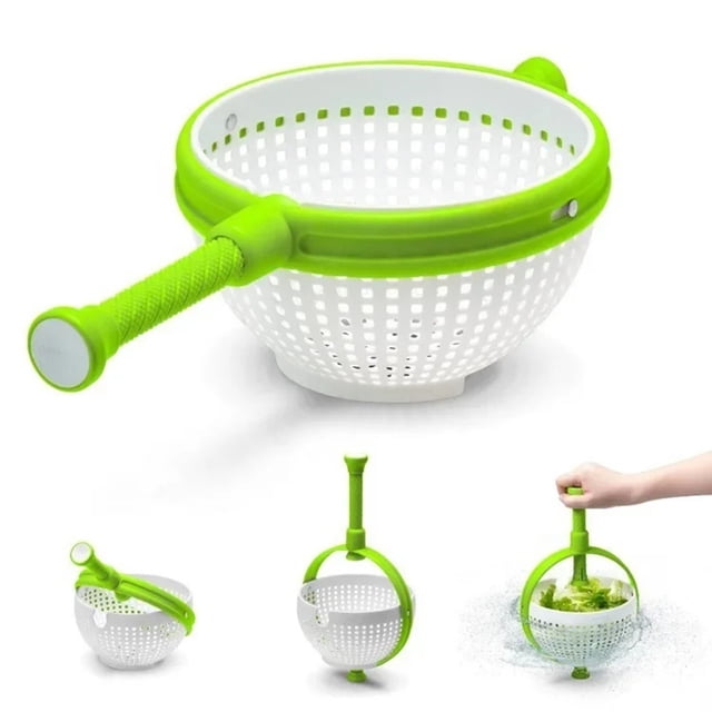 Easy-To-Use, Collapsible Salad Spinner & Straining Colander for Salad, Fruit, Vegetable