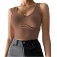 thumbnail image 2 of Yuyuzo Débardeurs Côtelés pour Femmes Sans Manches Col Rond Crop Tops Extensibles Slim Basiques, 2 of 5