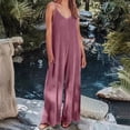 thumbnail image 2 of Plebaso Women's V Neck Sleeveless Jumpsuits Loose Spaghetti Strap Casual Wide Leg Rompers with Pockets, 2 of 6