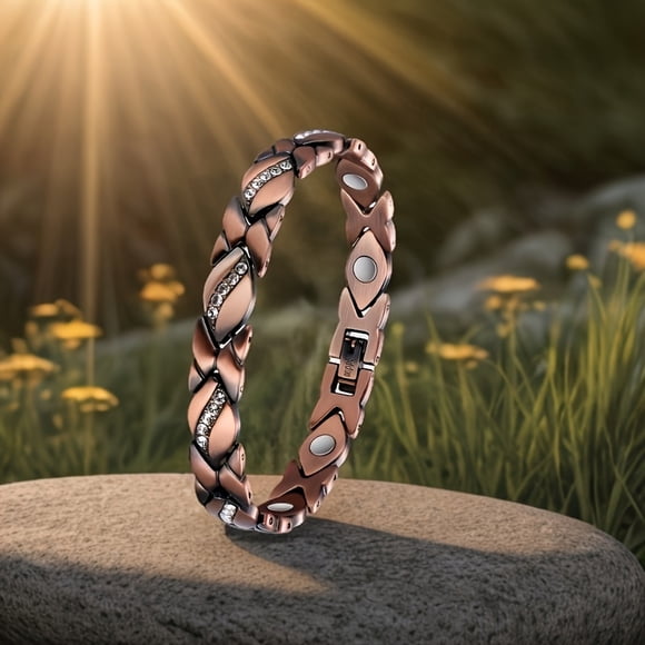 LOVEVER 1 Women‘s Pure Copper Bracelet Women‘s Super Strong Magnetic Bracelet with 3500 Gauss Magnet Suitable As A Jewelry Gift for Birthdays Mother‘s Day Christmas with Size Tools