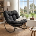 thumbnail image 4 of Costway Patio Papasan Rocking Chair,Oversized Egg-shaped Rocker with Thick Cushioned Seat Black, 4 of 10