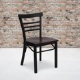 thumbnail image 4 of HERCULES Series Black Three-Slat Ladder Back Metal Restaurant Chair - Mahogany Wood Seat, 4 of 6