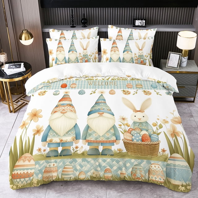 Fridja Easter Décorations Ensemble de Literie Intérieur Trois Pièces Mignon Drap de Lit Imprimé Numérique pour Enfants Literie Textiles pour la Maison