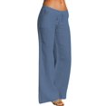 thumbnail image 2 of Sexy Dance Ladies Sports Pants Solid Color Flare Pant Drawstring Trousers Soft Pockets Blue 3XL, 2 of 3