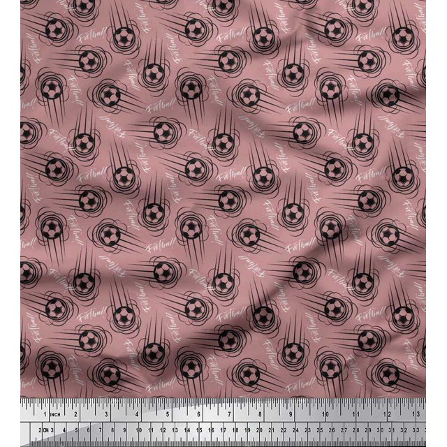 Soimoi Tissu en Rayonne Texte & Imprimé de Sports de Football Tissu au Mètre 56 Pouces de Large