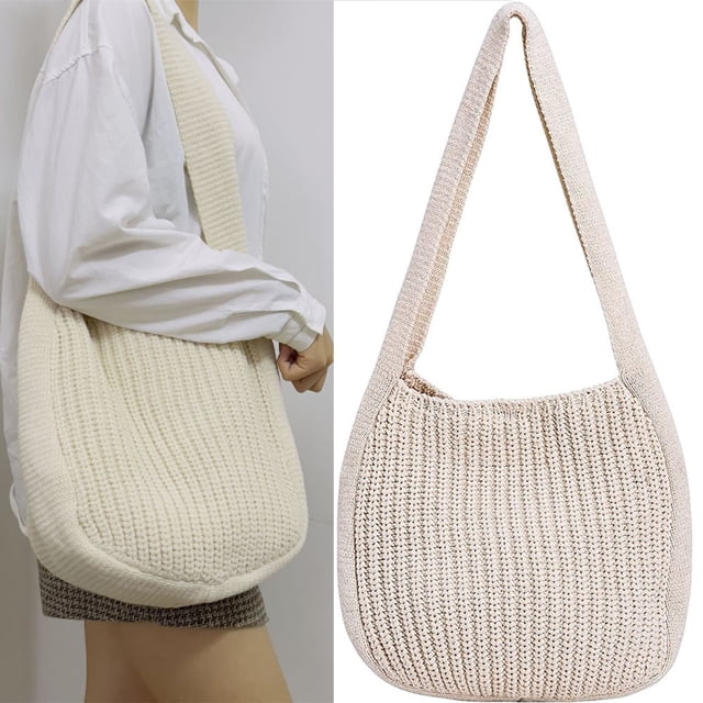 CHOK Bohemian Straw Bags For Women Circle Beach Bags Rattan Shoulder Handmade Travel Large Handbags
