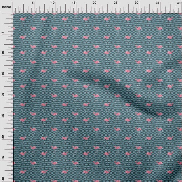 oneOone Cotton Flex Fabric Geometric & Flamingo Bird Print Sewing Fabric BTY 40 Inch Wide