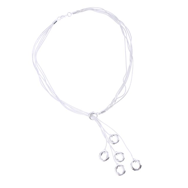 Milaget Plated Alloy 5-layer Long Chains Necklace Oval/Square Tassel Pendant