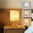 thumbnail image 1 of Table Lamp For Bedroom 3 Way Dimmable Nightstand Lamp With Round Flaxen Fabric Shade For Living Room Office Dorm, Solid Wood, LED Bulb Included, 1 of 8