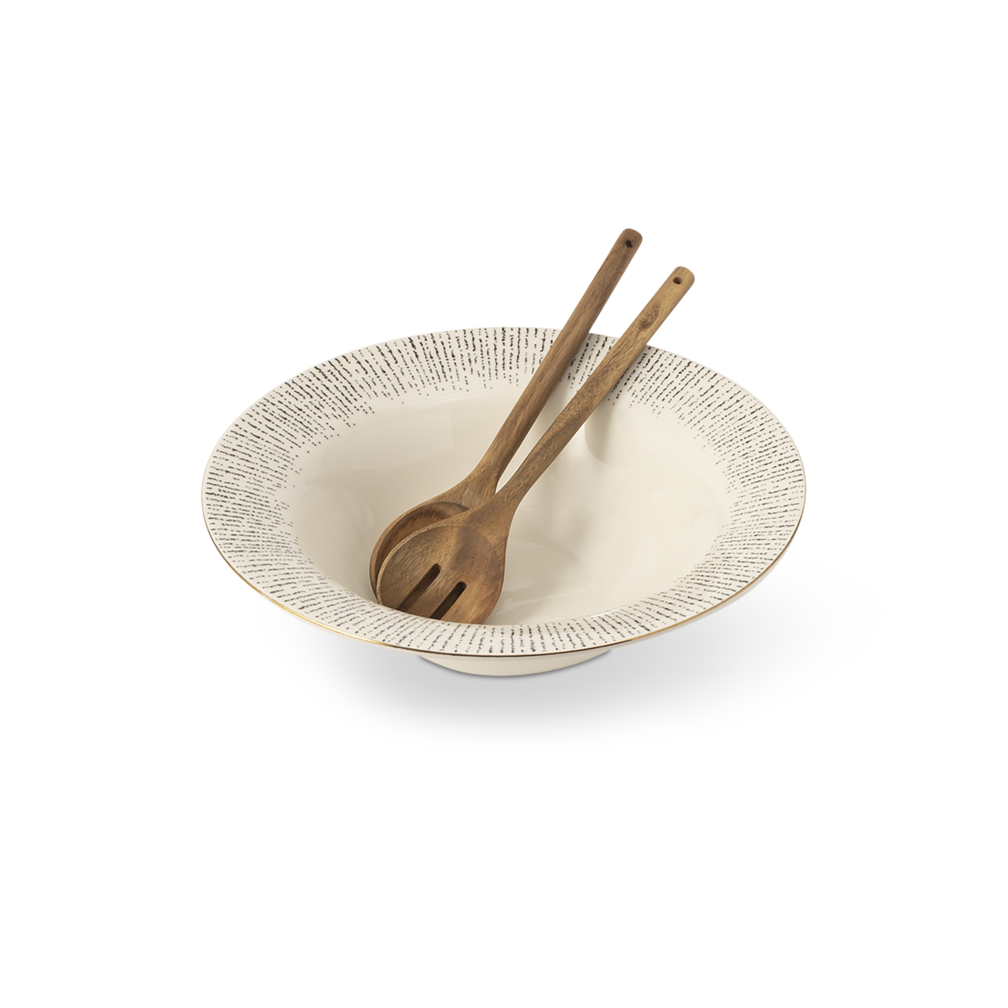 Ensemble de 3 bols de service Riley avec cuillère et fourchette en acacia de Thyme & Table