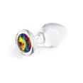thumbnail image 3 of Crystal Desires Bouchon de Fesses Rond en Verre avec Gemme Moyen - Arc-en-Ciel, 3 of 4