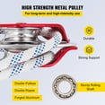 thumbnail image 4 of VEVOR Twin Sheave Block and Tackle 7700LBS Pulley 100Ft, 1/2Inch Double Braid Rope, 4 of 9