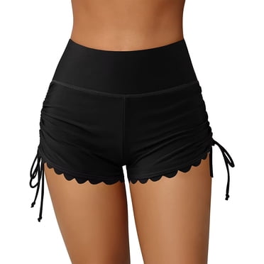 Charmo Short de Bain pour Femmes à Bord Festonné, Short de Planche à Cordon, Bas de Maillot de Bain