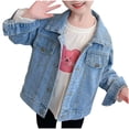 thumbnail image 1 of Lovzfmll Girls' Bow Detail Denim Jacket, Button Front Collared Style, Casual & Designer Look for Little Girls, 5 Years, 1 of 9