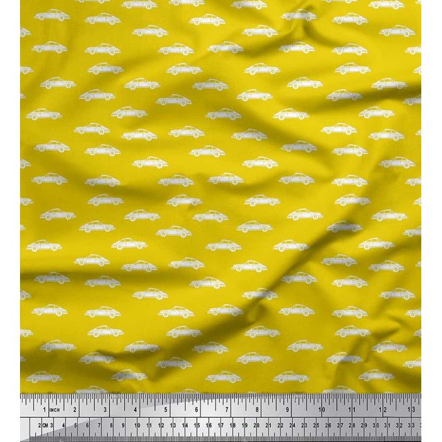 Soimoi Rayon Crepe Fabric Car Transport Fabric Prints by Yard 46 Inch Wide