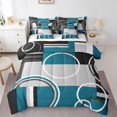 thumbnail image 1 of YST Décor Turquoise Moderne Ensemble de Literie 7 Pcs Gris Noir Bleu à Rayures Géométriques Ensemble de Couette Format Simple Rétro Cercles Tourbillons Ensemble de Literie Moderne Texture Abstraite Couleur Art Drap Plat Drap-Housse, 1 of 5