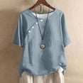 thumbnail image 1 of Babysbule Hauts pour Femmes Liquidation Mode Femmes Décontracté Bouton Imprimé Floral Manches Courtes T-Shirt Blouse Hauts, 1 of 5
