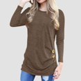 thumbnail image 2 of Timegard Womens Tops Crewneck Long Sleeve Button Solid Color Comfy Blouse Fall Dressy Casual Tunic Tops, 2 of 6