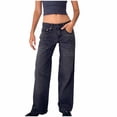 thumbnail image 1 of Women's Casual Solid Color Button-Front Jeans with Zipper Pockets for Everyday Wear, 1 of 8