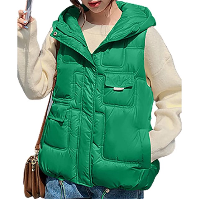 LinYooLi Gilet Matelassé pour Femmes Sans Manches d'Hiver Doudoune Manteaux Veste à la Mode 2022