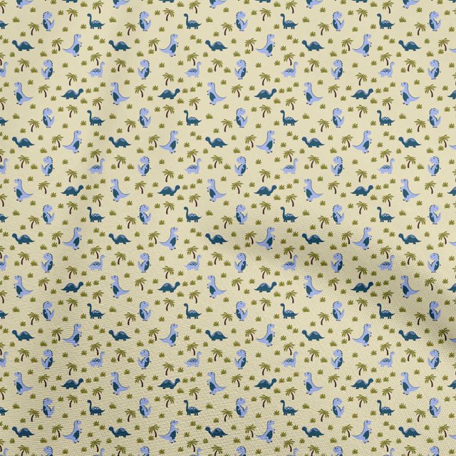 oneOone Velvet Light Yellow Fabric Colorful Dinosaur Cartoon Craft Projects Decor Fabric Printed By The Yard 58 Inch Wide