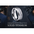 thumbnail image 4 of Titanium Men's 1Ct Wedding Band Engagement Ring 9 large Princess Cut Cubic Zirconia, 4 of 6