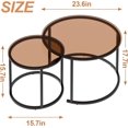 thumbnail image 3 of ZJQYDS Nesting Coffee Table Set of 2, Small Round Glass Nesting Tables for Living Room Bedroom, Accent Tea Table with Metal Frame Modern Industrial Simple, 3 of 18