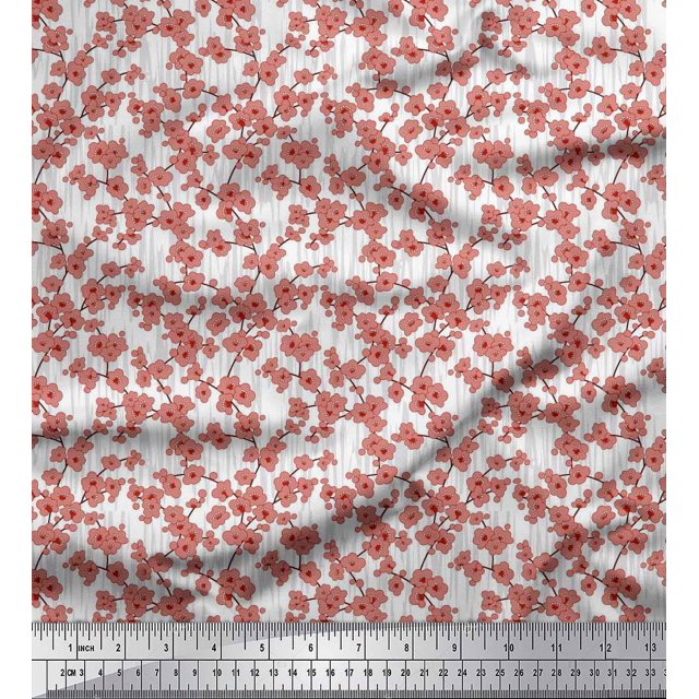 Soimoi Poly Georgette Fabric Artistic Floral Print Sewing Fabric Yard 52 Inch Wide