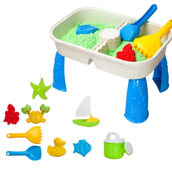 Table d'Activités Aquatiques pour Enfants, Jouet Multifonction avec 9 Accessoires de Plage pour Enfants