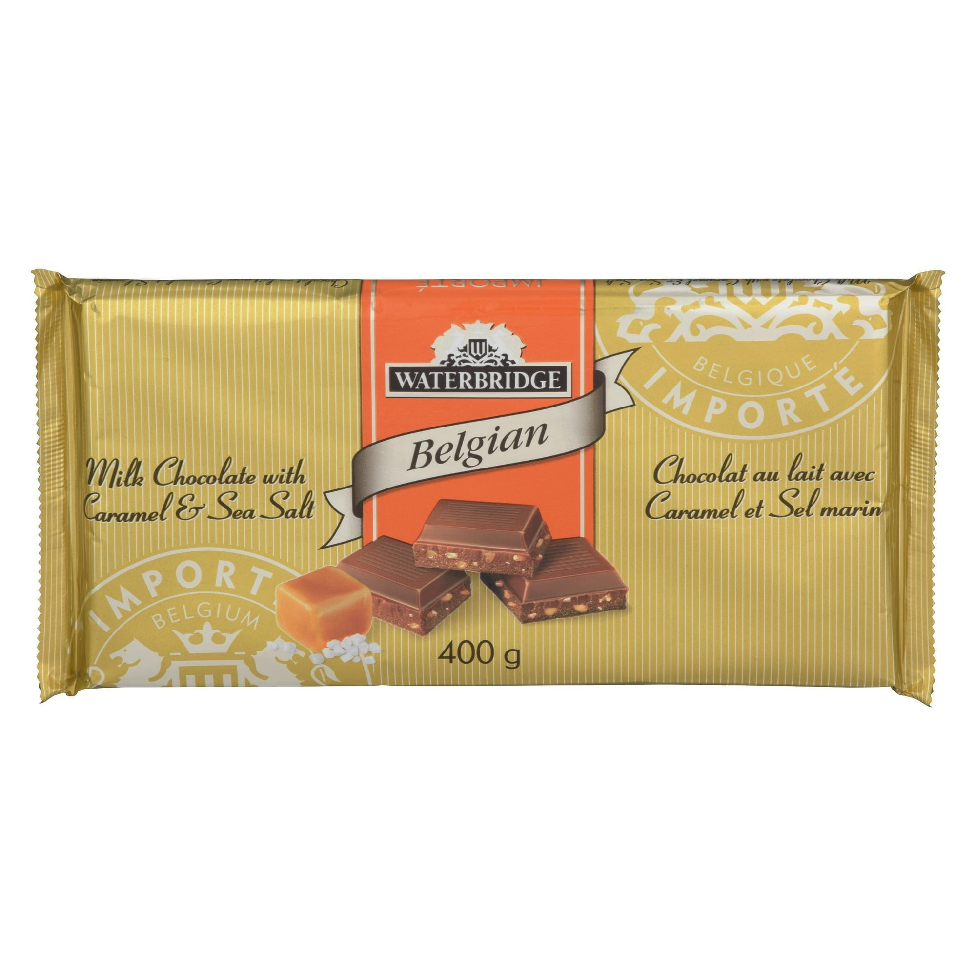 Waterbridge Barre de Chocolat Premium Caramel et Sel de Mer, 400 Grams