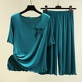 thumbnail image 2 of Yuyuzo Ensembles de Pyjama 2 Pcs pour Femmes T-Shirts à Manches Courtes à Col Ras du Cou Pantalons Amples Confortables Ensembles de Pyjamas à Volants Vêtements de Nuit, 2 of 3