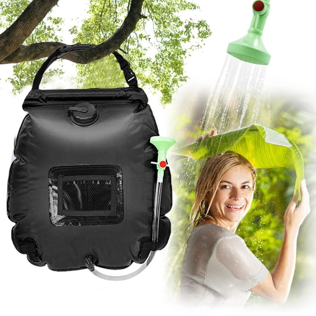 Meitianfacai Solar Shower Bag 20L Large Capacity Water Storage Bath Accessory For Outdoor Camping, Black