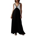 thumbnail image 2 of TACILIP Robes pour Femmes, Robe Unie à Col en V Sans Manches à Blocs de Couleur pour Femmes, Cadeaux pour Femmes, 2 of 8