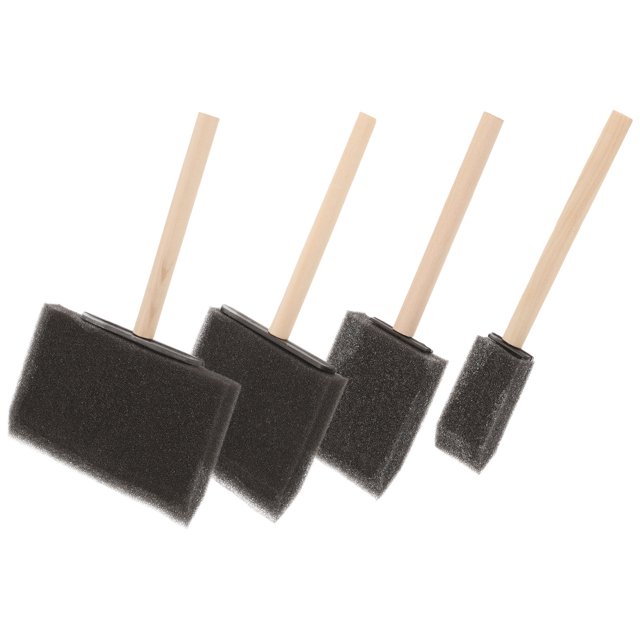OULII 4Pack Rectangular Handle Sponge Paint Brushes with Wood and Sponge Material for Painting 17.0x10.0x0.6in