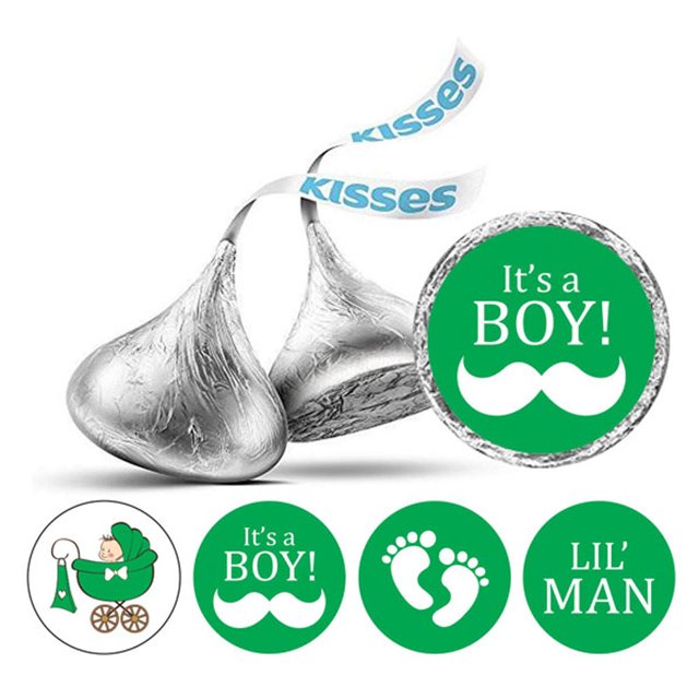 Darling Souvenir It's A Boy Stickers Candy Chocolate Labels 190 Pcs Party Fabor-Turquoise Blue