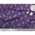 thumbnail image 3 of Soimoi Modal Satin Fabric Leaves & Periwinkle Floral Print Fabric by Yard 42 Inch Wide, 3 of 3
