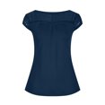 thumbnail image 4 of Mikilon Ensemble Élégant pour Femmes 2 Pcs Haut à Manches Courtes Imprimé Patchwork en Dentelle Col Rond Chic Confortable Ensemble Haut/chemise Col Rond Bleu Foncé S, 4 of 5