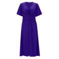 thumbnail image 4 of CHOK Robes d'Été pour Femmes à Boutons avec Poches Grande Taille Bohème Décontractée Longue Robe Maxi Imprimé Floral Manches Courtes Col en V Longueur sous le Genou Évasée Ligne A Maison Ample Robes Soleil, 4 of 8