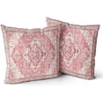 thumbnail image 1 of Pink Boho Throw Pillow Covers Set of 2 Monaco Rug Carpet Double Sided Pattern Cotton Soft Pillow Case Cushion Cover Pillowcase for Garden Couch Sofa Bed Decorative 20x20 inch, 1 of 5