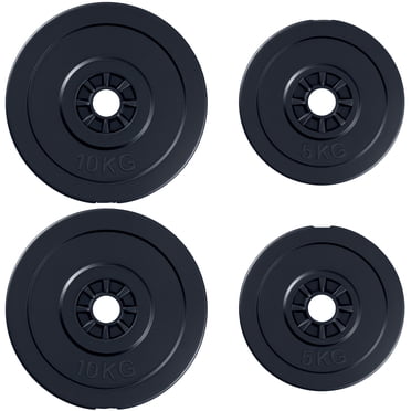 Soozier Ensemble de 4 Plaques de Poids, Plaques de Barre de Gym, Ensemble d'Haltères de Poids pour Exercice, Mise en Forme, Entraînement du Corps, Disque de Poids, Ensemble de Plaques 2 x 11 Lb et 2 x 22 Lb, Noir
