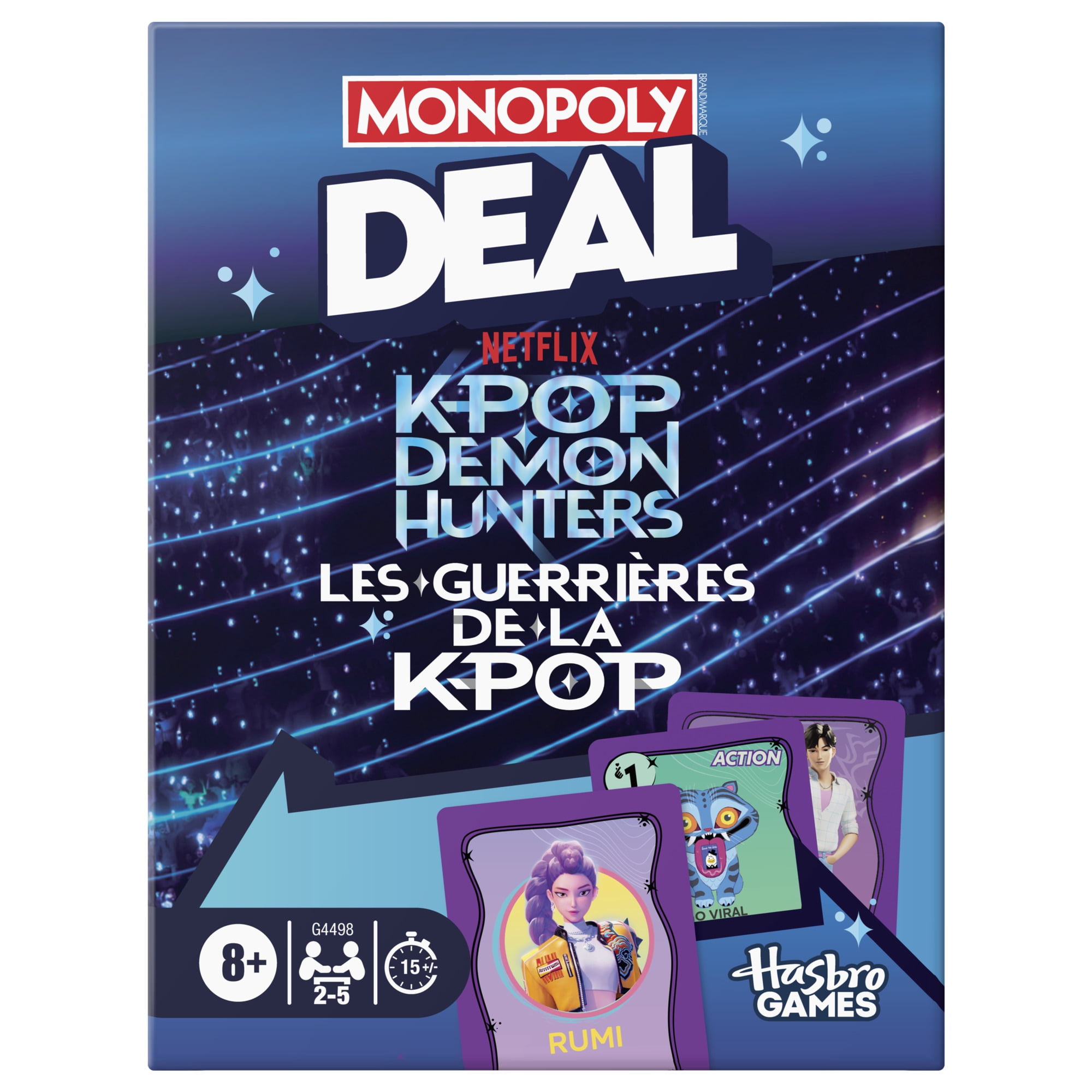 Monopoly Deal: KPop Demon Hunters Card Game, 15 Mins., Family Games for Kids and Teens, 8+